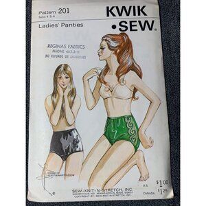 Kwik Sew Misses Panties Sewing Pattern sz 4 5 6 201 - uncut